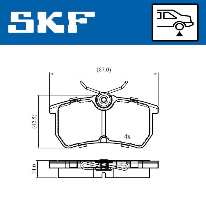 Jogo de 4 pastilhas de travão SKF ref. VKBP 90730